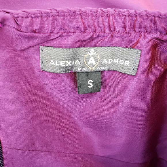 Y2K Alexia Admor Taffeta Mini Dress S Iridescent Fitted Sheath Bow Sash Purple - Picture 5 of 12